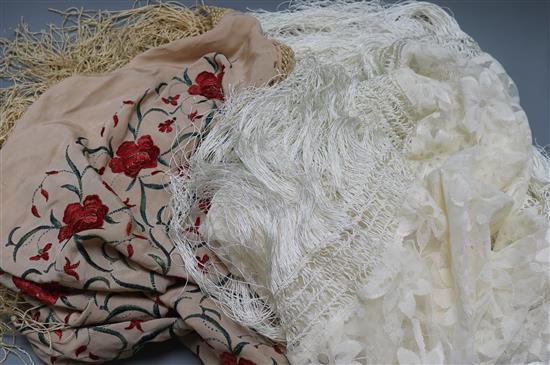 A Chinese shawl and silk shawl